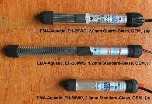 Aquarium heaters in 2mm anti-explosion quartz glass 