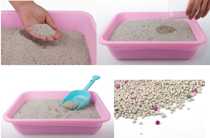 colored bentonite  ball shape cat litter 